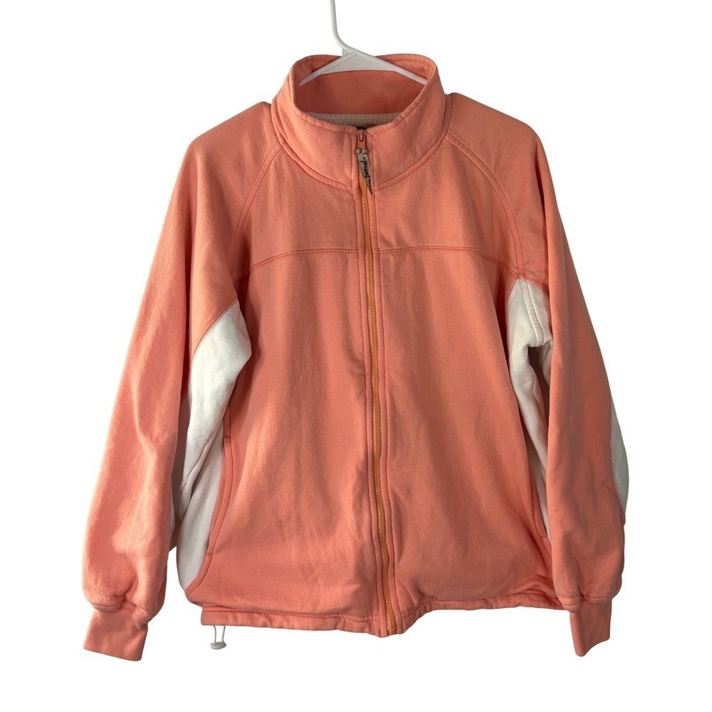 Berne Apparel Womens Large Coral Pink Thermal Lined Full Zip Sweatshirt‎